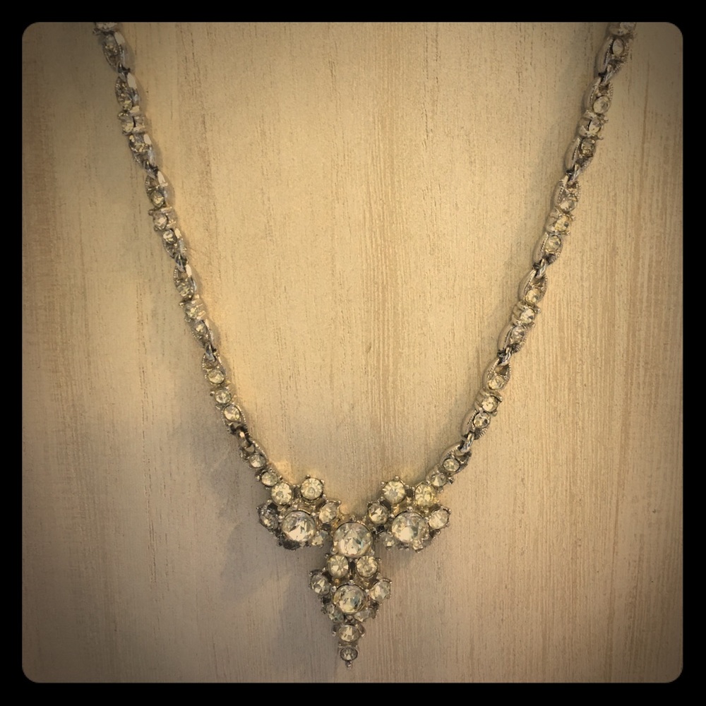 Vintage Rhinestone Necklace- Signed Bogoff - image 1